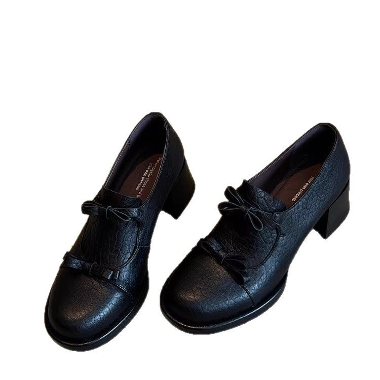 Damen elegante Schnürschuhe mit dekorativen Schleifen und komfortablem Blockabsatz EB