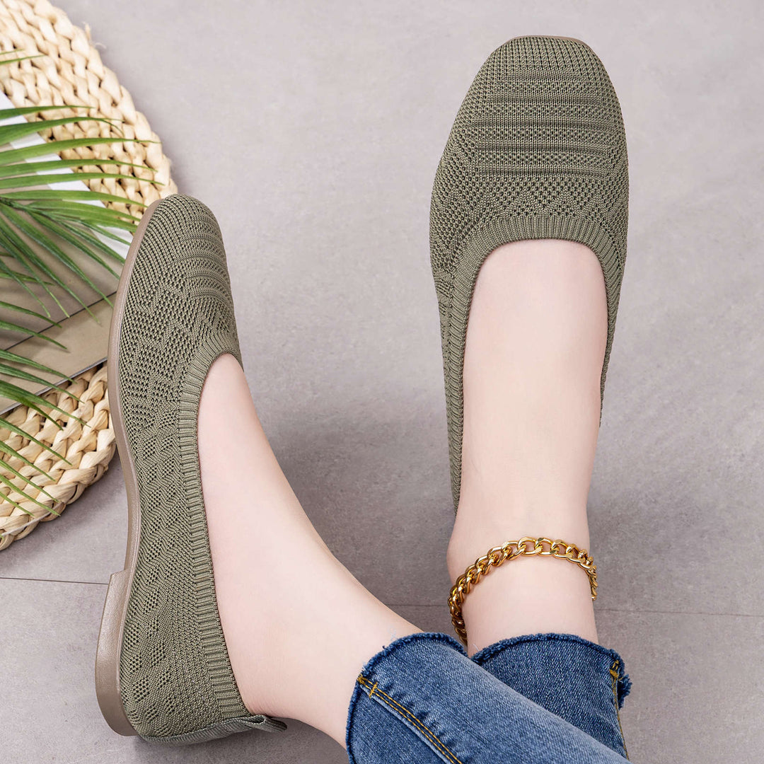 Damen elegante Ballerinas aus atmungsaktivem Strickmaterial EB