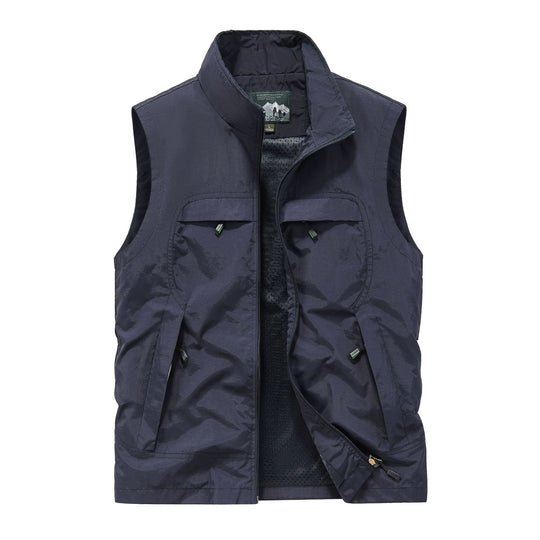 Herren Angler- und Reiseweste mit perforiertem Innenfutter, verdeckten Reißverschlusstaschen und verstellbarem Saum EB