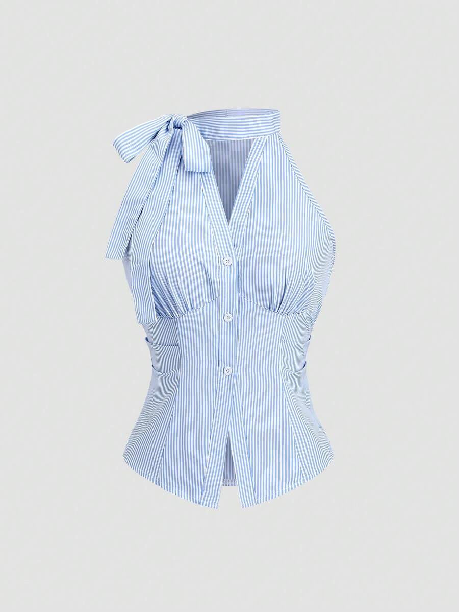 Damen sommerliche Bluse mit Rippstruktur EB