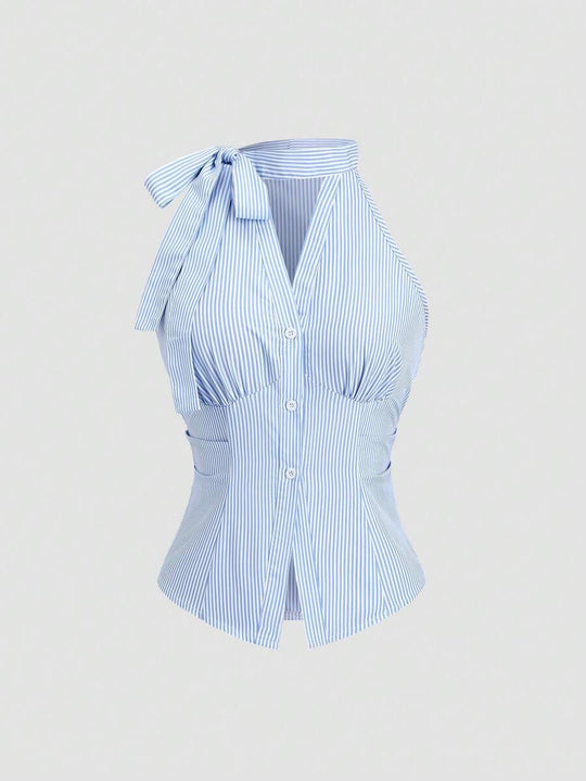 Damen sommerliche Bluse mit Rippstruktur EB