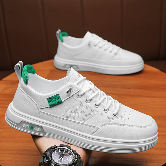 Herren minimalistische Kunstleder-Sneaker mit belüfteter Zehenperforation und gepolsterter Fersenschlaufe EB