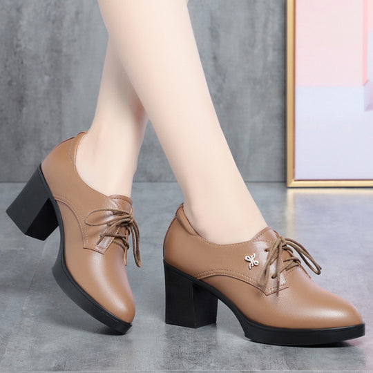Damen Elegante Schnür-Pumps mit klassischem Blockabsatz und modischer Spitzensilhouette EB