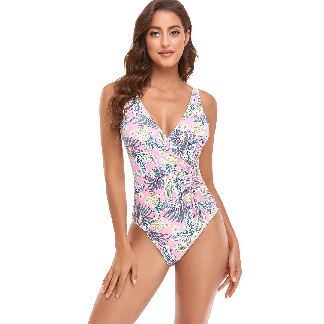 Damen Sportlicher Einteiler Badeanzug mit modernem Wickeldesign EB