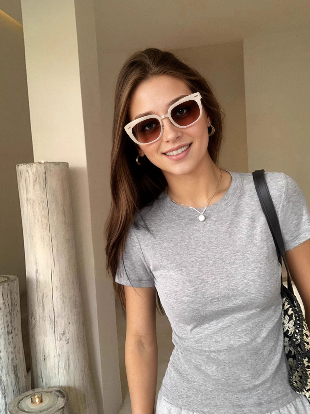 Damen Kurzarm-T-Shirt aus hochwertigem Baumwollmix mit schmalem Schnitt EB