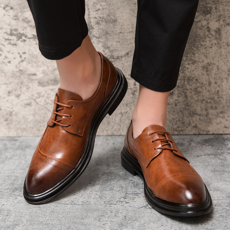 Herren elegante Vollleder Derby-Schnürschuhe mit gepolstertem Komfortfußbett EB