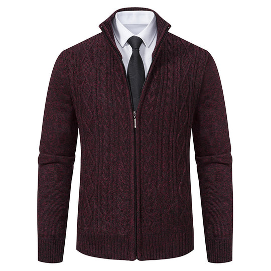 Herren Strickjacke mit hohem Kragen und Reißverschluss EB