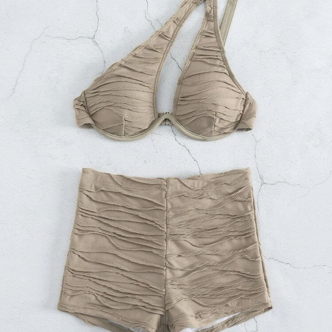 Damen Einseitiger Bikiniset mit raffinierter Raffung EB