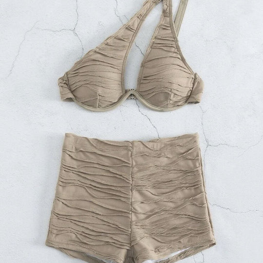 Damen Einseitiger Bikiniset mit raffinierter Raffung EB
