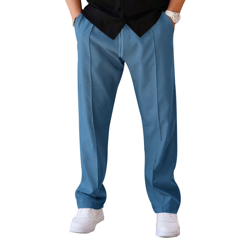 Herren Gerade geschnittene Freizeit-Hose mit Bundzug, Bügelfalte und Eingrifftaschen EB