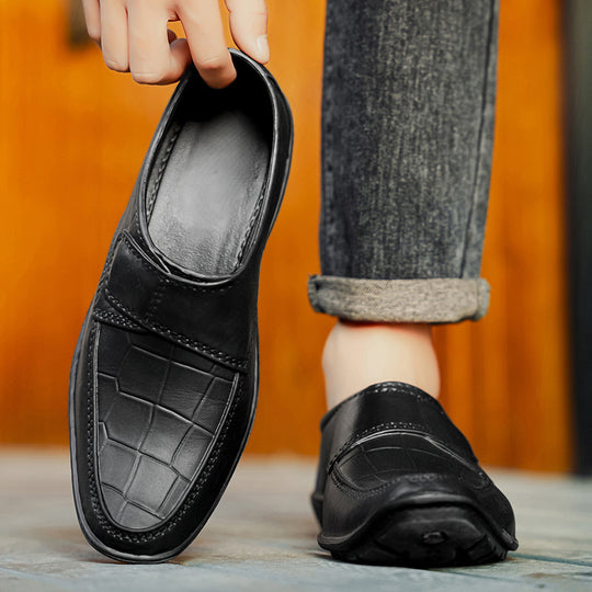 Herren Komfortable Leder Slipper mit leichtem Klettverschluss EB