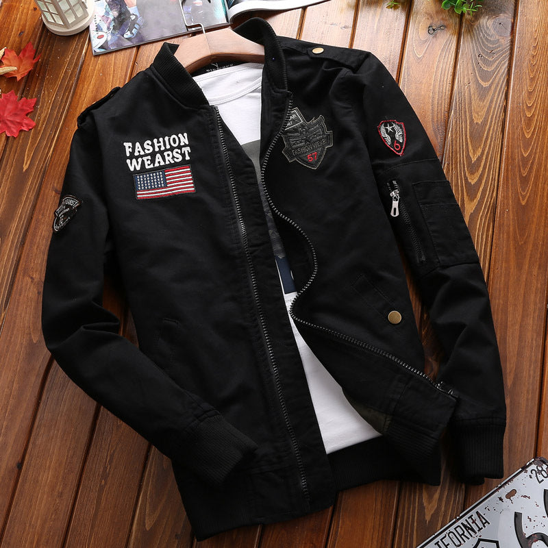 Herren nan urbaner Patchwork-Bomber mit Reißverschlussärmeltasche und geripptem Bündchen EB