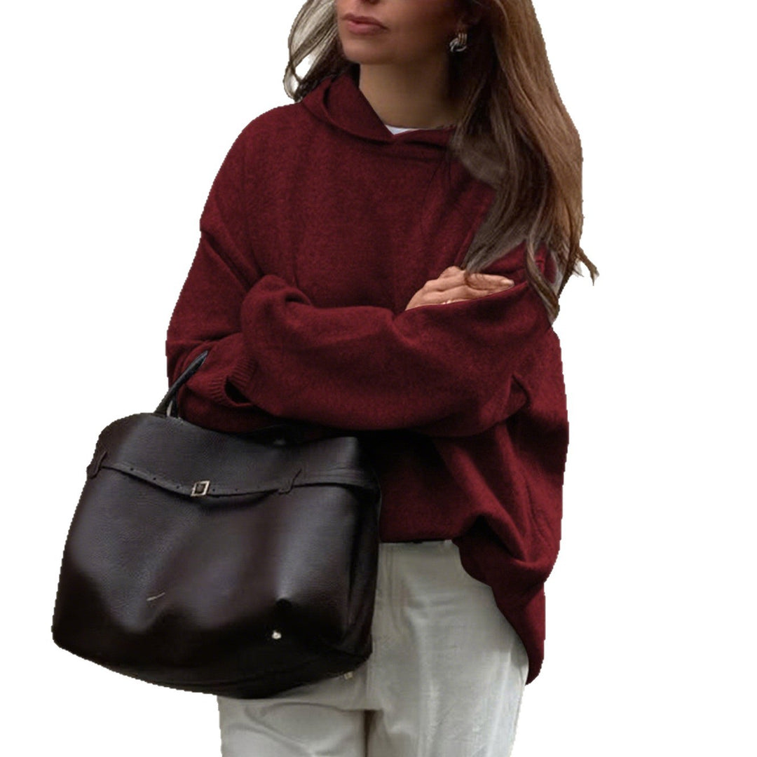 Damen nan Oversize-Polo-Feinstrickpullover mit umgelegtem Kragen und Raglanärmeln EB