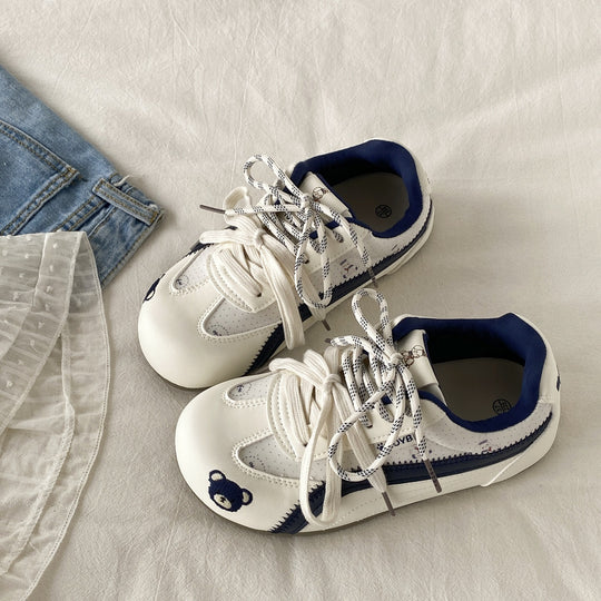 Damen Schnür-Sneaker mit verspieltem Bärenmotiv und atmungsaktivem Obermaterial EB