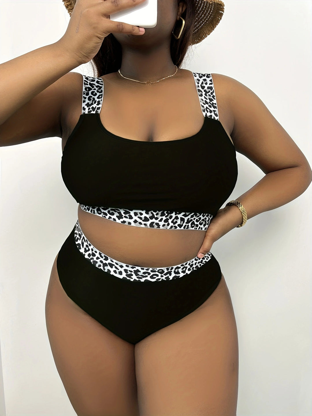 Damen Hochgeschnittenes Bikini-Set mit trendigem Tiermuster EB