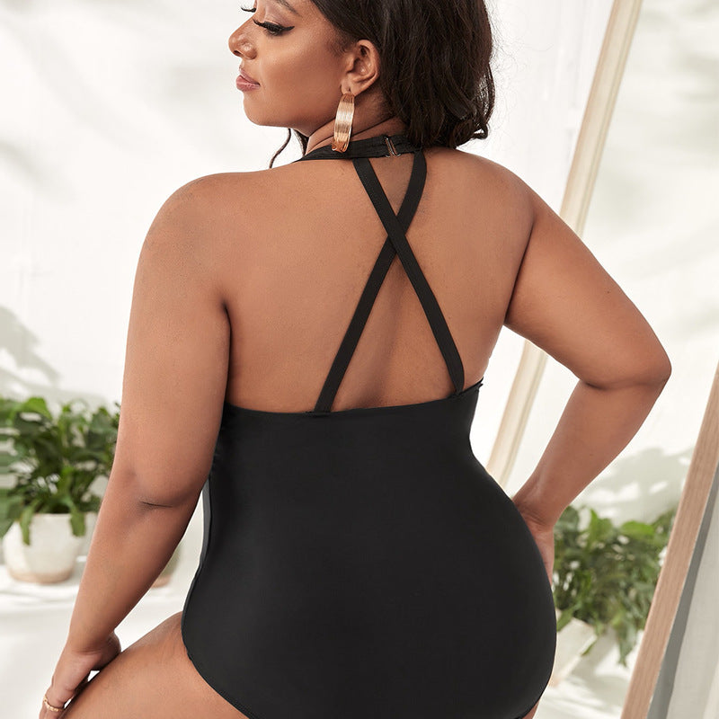 Damen Einteiler Badeanzug mit modischen Cut-Outs und animalischem Design EB