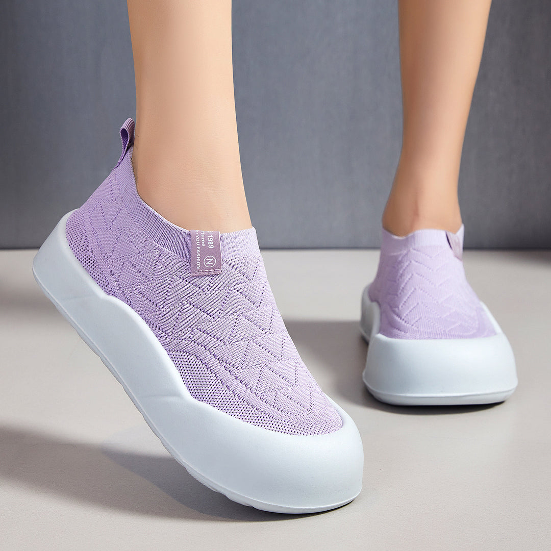 Damen Bequeme Slip-On Sportschuhe mit stoßdämpfendem Fußbett EB