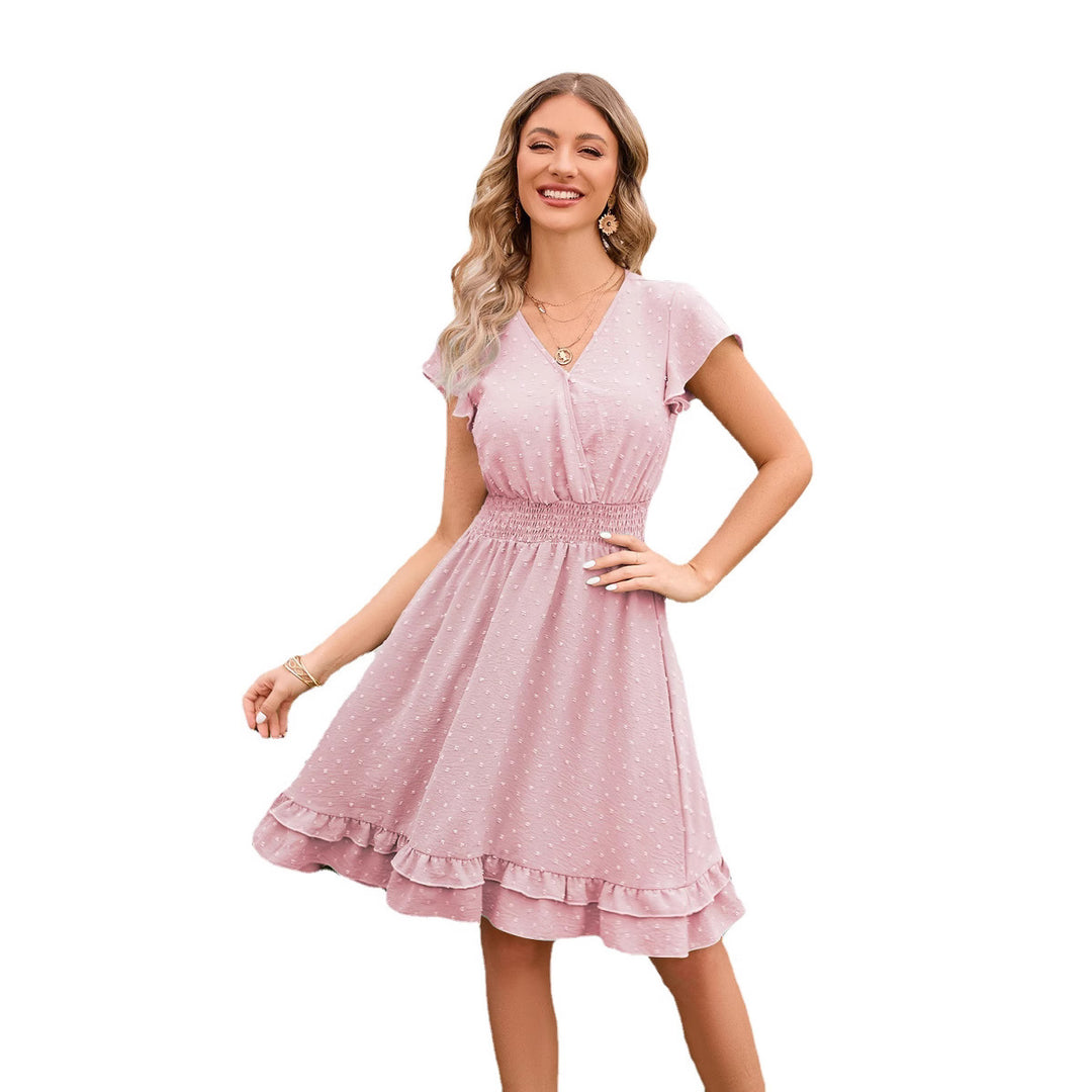 Damen Verspieltes Freizeitkleid mit elastischem Bund und Rüschendetails EB