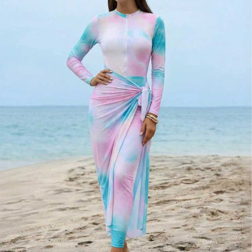 Damen Eleganter Surfanzug mit Reißverschluss und Wickeldetail EB
