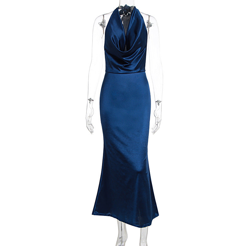 Damen Elegantes Wickelkleid aus luxuriösem Satin mit tiefem V-Ausschnitt EB