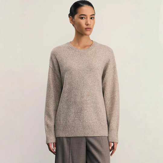 Damen weicher Strickpullover mit lässigem Schnitt und hochgeschlossenem Hals EB
