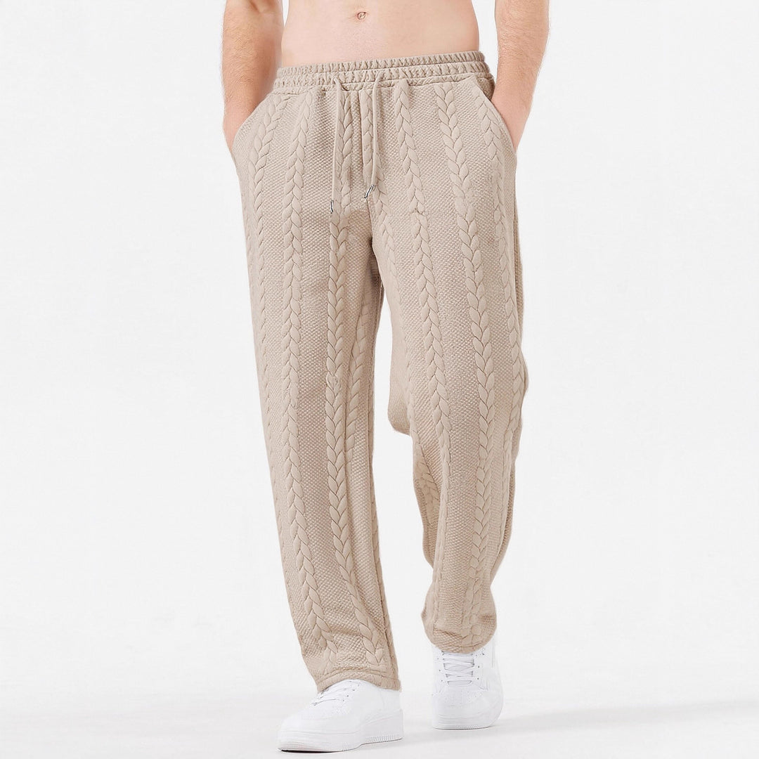 Herren nan grobgestrickte Lounge-Jogginghose mit Zopfstrick, Elastikbund und Kordelzug EB
