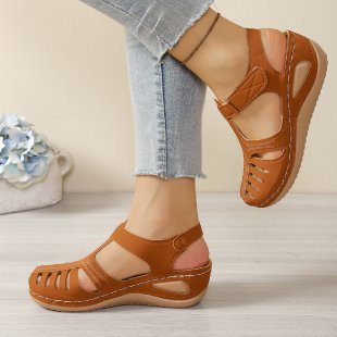 Damen Komfortable Keil-Sandalen mit atmungsaktiven Riemen EB