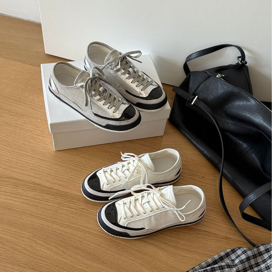 Damen Sportliche Sneakers mit moderner Canvas-Oberfläche und rutschfester Gummisohle EB