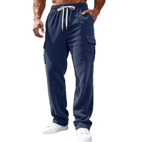 Herren nan gerippte Cargo-Jogginghose mit elastischem Tunnelzugbund und seitlichen Pattentaschen EB