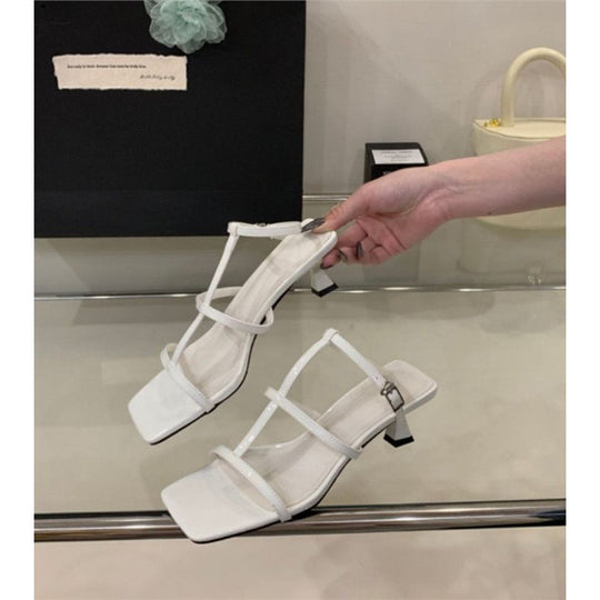 Damen elegante Sandalen mit geometrischem Absatz EB