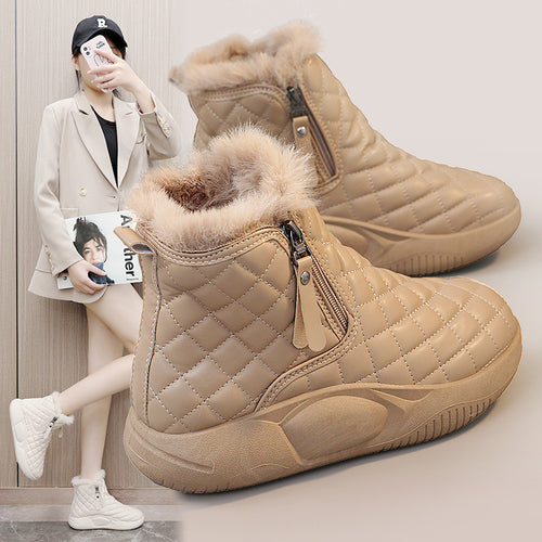 Damen warme Winterstiefel mit modischer Steppung und praktischem Reißverschluss EB
