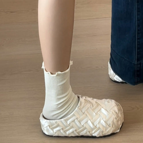 Damen Komfortable Clogs mit geflochtenem Obermaterial EB