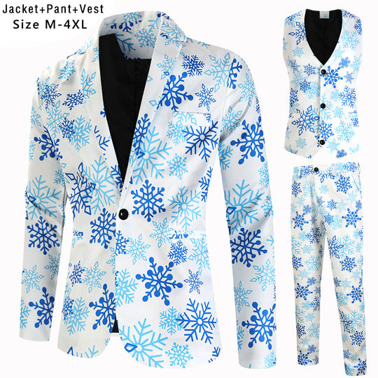 Herren elegantes Anzug-Set mit kreativem Schneeflocken-Muster EB