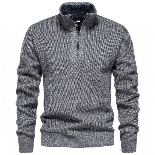 Herren Strickpullover mit halbem Reißverschluss und modischem Strukturdesign EB