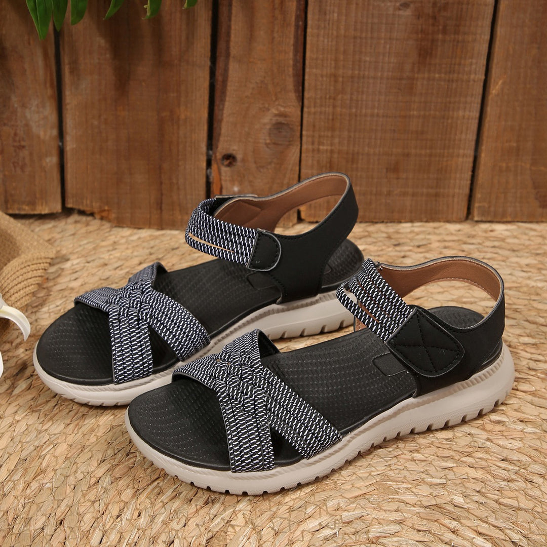 Damen Komfortable Riemchen-Sandalen mit verstellbarem Klettverschluss EB