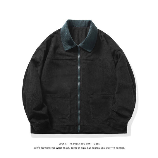 Herren nan gefütterte Cordjacke mit Kontrastkragen und Frontreißverschluss EB