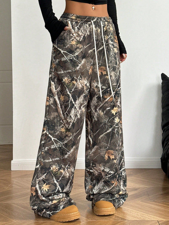 Damen Cargohosen mit hohem Bund und Allover-Muster EB
