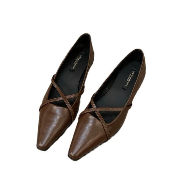 Damen elegante Ballerinas mit gekreuztem Riemchen EB