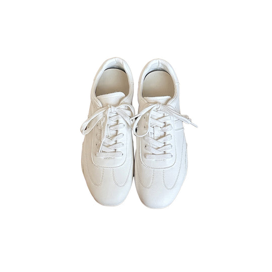 Damen Sportliche Leder-Sneaker mit Kontrastnähten und atmungsaktivem Innenfutter EB