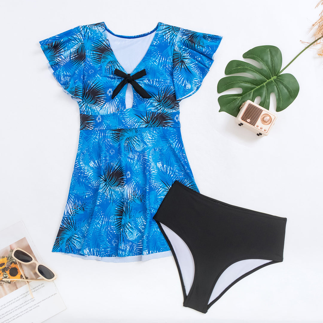 Damen Badeset mit floralem Oberteil und bequemen Bikini-Höschen EB