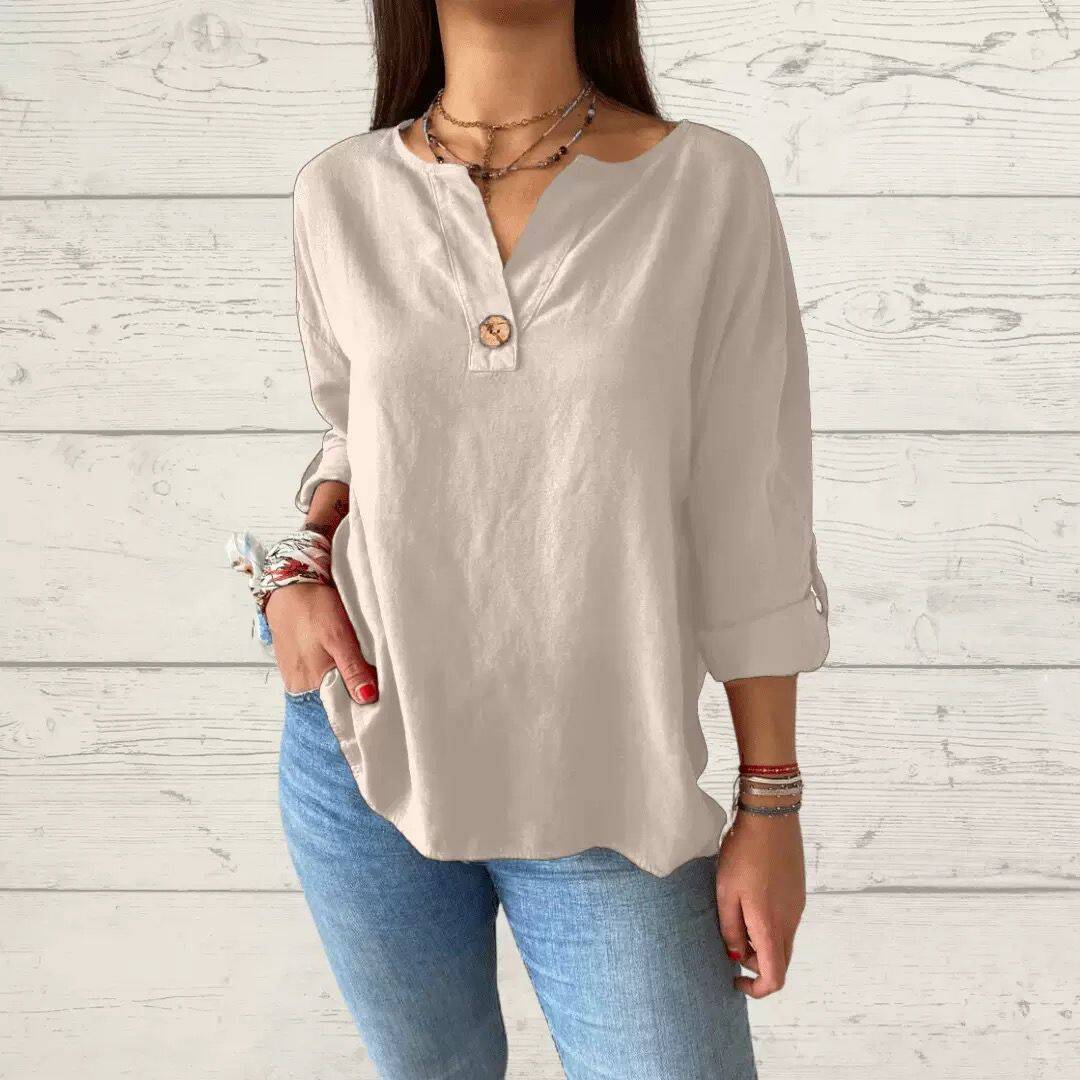 Damen Leichte und luftige Bluse mit Knopfleiste EB