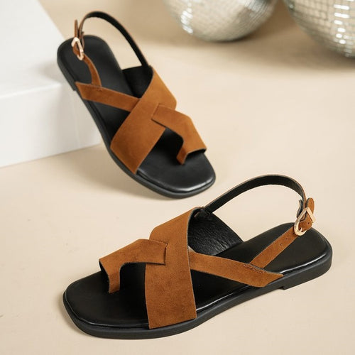 Damen Komfortable Riemchensandalen mit modischer Kreuzband-Dekoration EB