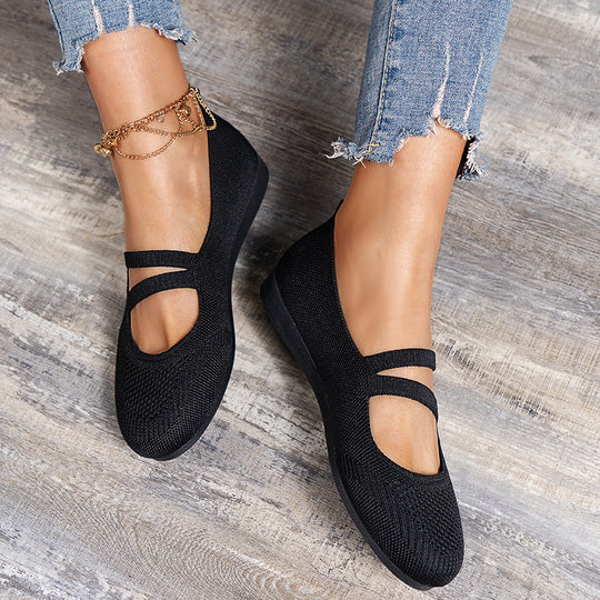 Damen Ballerinas mit elastischen Kreuzriemen und atmungsaktivem Obermaterial EB