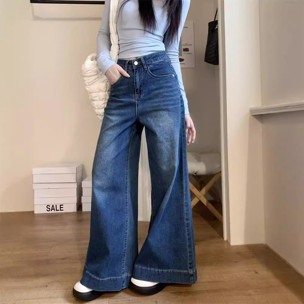 Damen weite High-Waist Jeans mit einzigartigem Schnitt und komfortablem Design EB