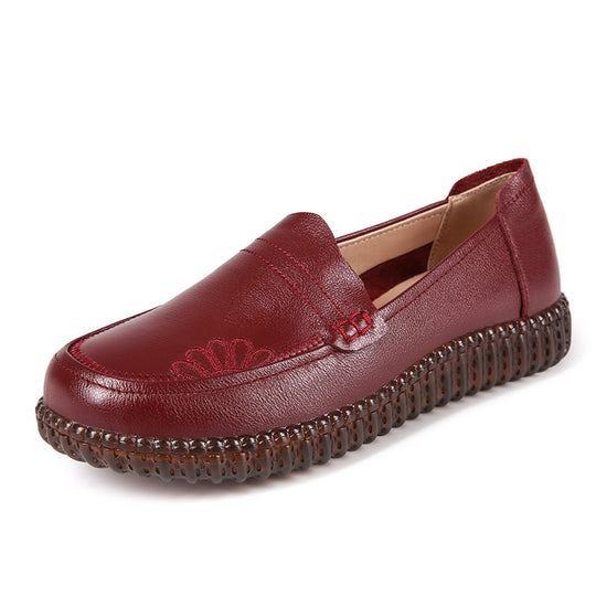 Damen Mokassins aus hochwertigem Leder mit rutschfester Sohle und elastischen Einsätzen EB