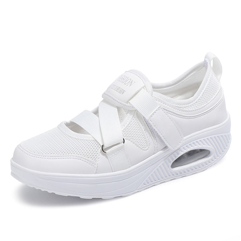 Damen nan stabilisierender Komfort-Sneaker mit luftgepolsterter Keilsohle und Klett-Riemenverschluss EB