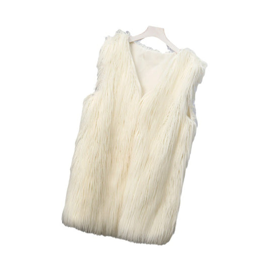 Damen Modische Kunstfell-Weste im trendigen Oversized-Schnitt EB