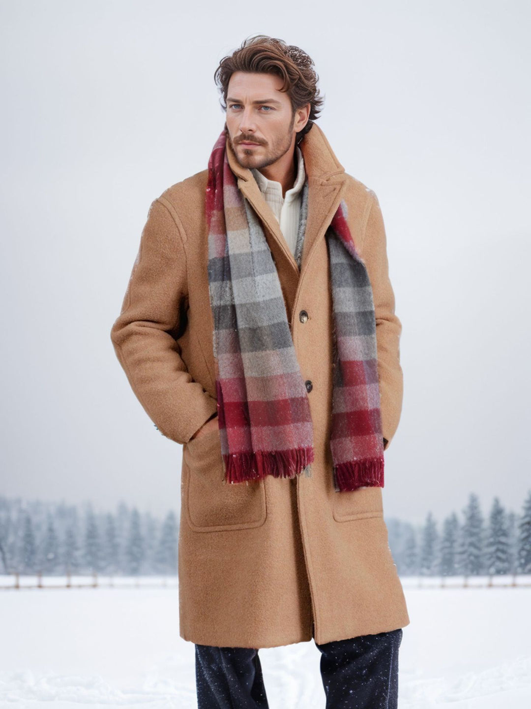 Herren eleganter und wärmer Wintermantel mit doppelter Knopfleiste und praktischen Taschen EB