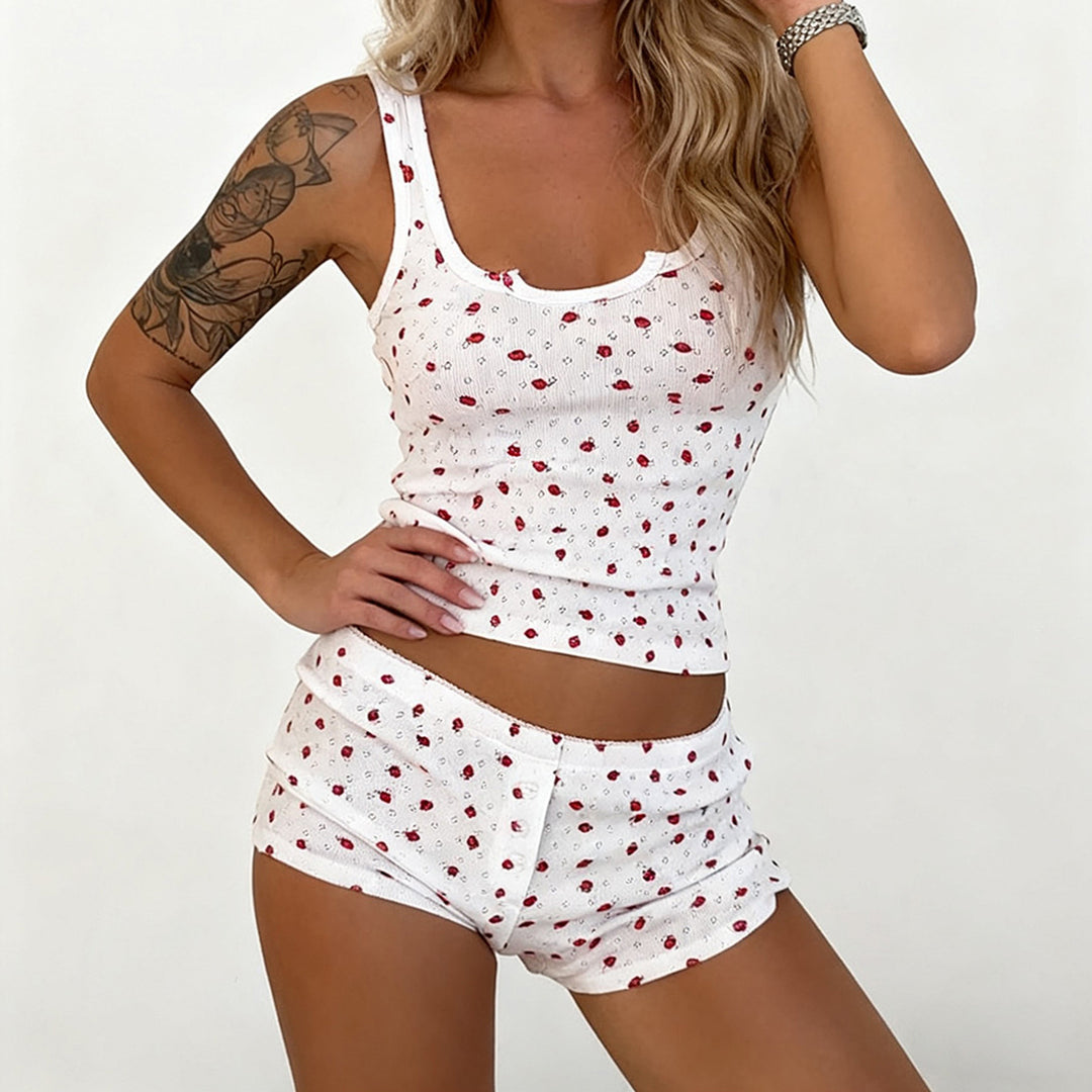 Damen Schlafanzugset mit verspieltem Punktdesign EB