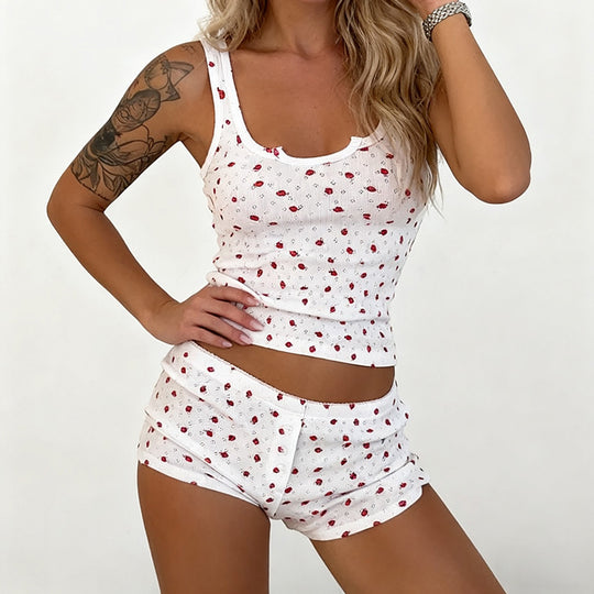 Damen Schlafanzugset mit verspieltem Punktdesign EB